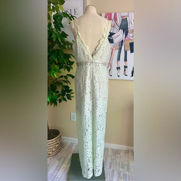 Free People Womens Boho Formal Lace Pale Mint Elegant Romantic Maxi Dress Sz 10 - Picture 10 of 12